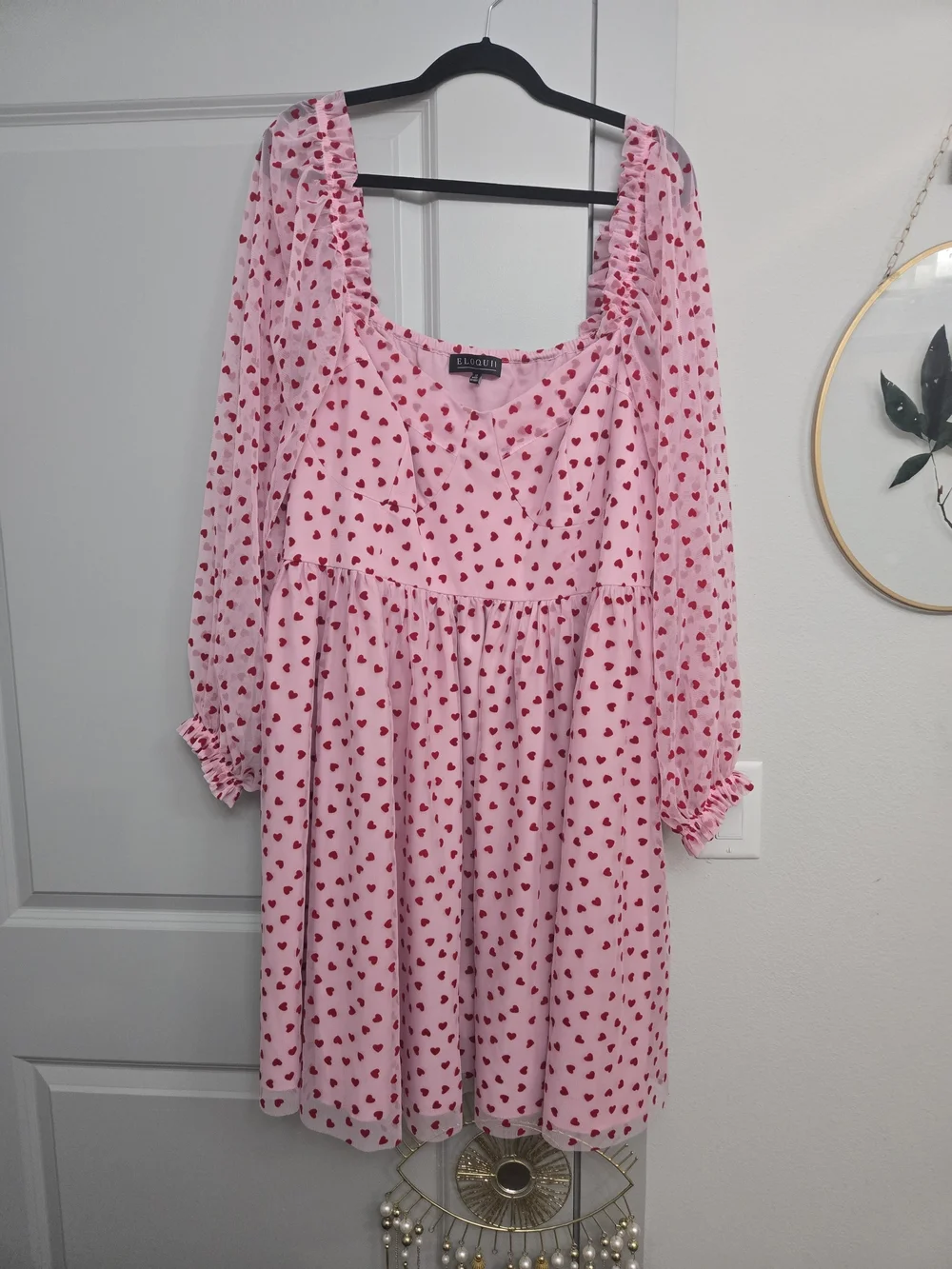Eloquii Pink Dress with Red Heart Print